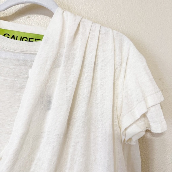 NWT Gauge81 Deva Layering Linen Short Sleeve Draped Top in Ivory size small - Picture 11 of 12